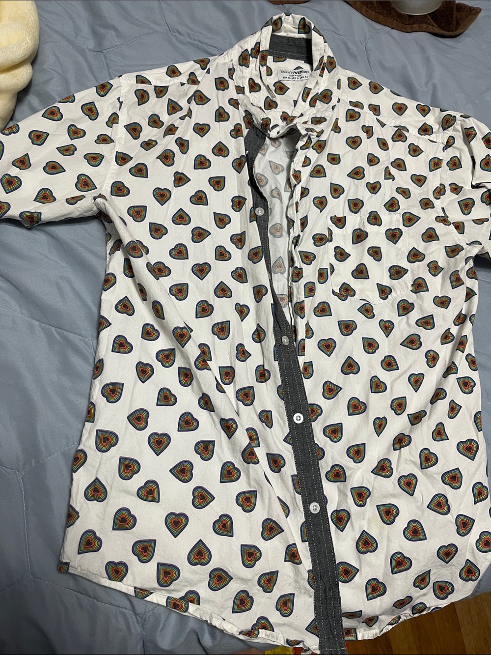 Button-Down Heart Print Shirt - White